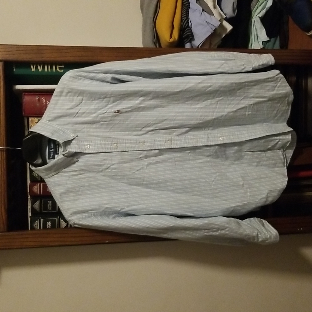 Ralph Lauren Classic Fit LS blue striped shirt size 17
